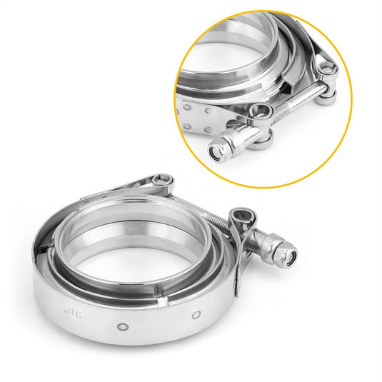 PORIYA 3" inch 76mm V-Band Vband Clamp Stainless Steel Flange Exhaust Pipe Tailpipe 2x