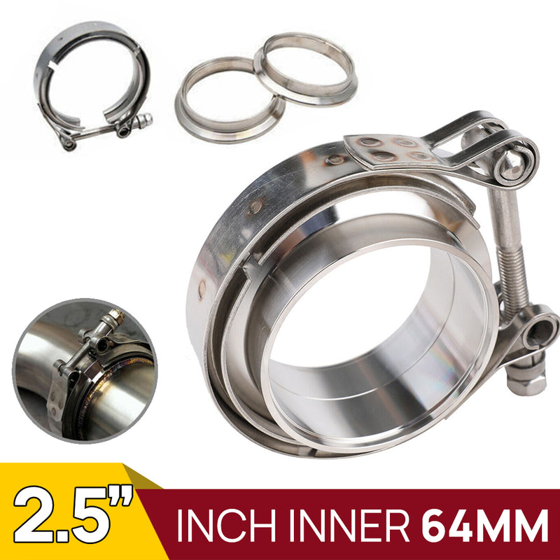 Load image into Gallery viewer, PORIYA 2.5" 64mm V-Band Vband Clamp Stainless Steel Flange Exhaust PipeTailpipe
