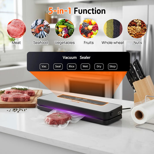 PORIYA Commercial Vacuum Sealer Machine Fresh Dry Wet Food Saver Storage With 30pc Bags