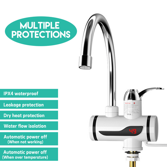 PORIYA 360° Electric Instant Hot Water Tap w/ Led Display Cold Hot Water Heater Faucet