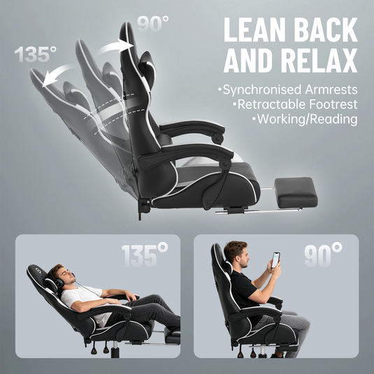 PORIYA Gaming Chair Home Office Computer Seat Racing PU Executive Recliner Chair