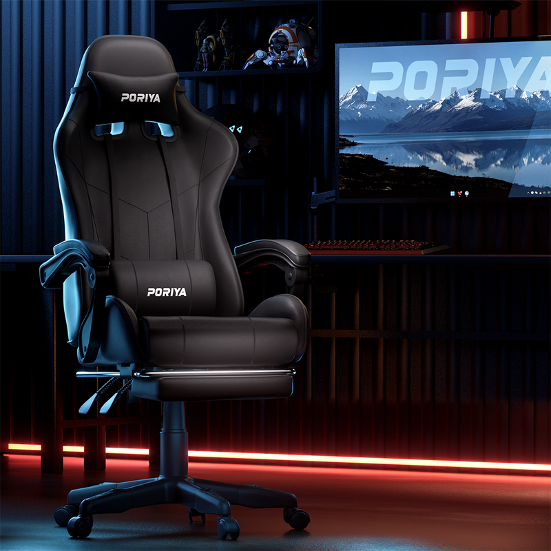 Load image into Gallery viewer, PORIYA Gaming Chair Office Computer Seating Racing PU Executive Massage Racer Recliner
