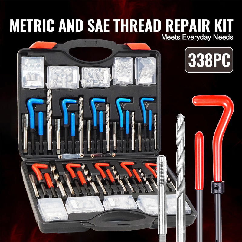 Load image into Gallery viewer, PORIYA Metric Thread Repair Insert Kit Helicoil Coil Tool M5/M6/M8/M10/M12 131/338pcs
