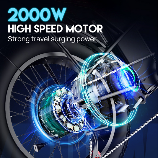 PORIYA 2000W 20" Electric Bike 48V 16Ah 60km/h MTB Ebike 70KMH Mountain Bicycle E-Bike