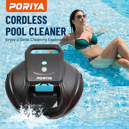 PORIYA Pool Cleaner Cordless Robot Vacuum Automatic Cleaning Scuba Self-Parking