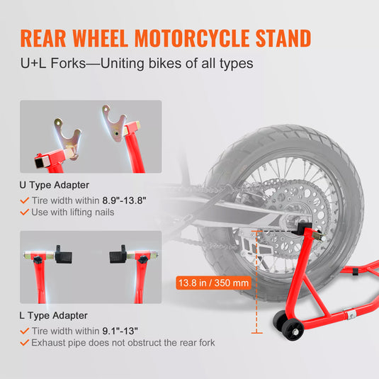 PORIYA 1100lbs Motorbike Dolly Motorcycle Front Wheel Stand and Rear Wheel Stand 2PC