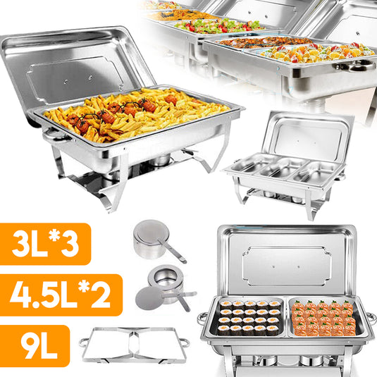 PORIYA 9L 304 Insulated Food Warmer Bain Marie Food Warmer Buffet Warmer Chafing Dish