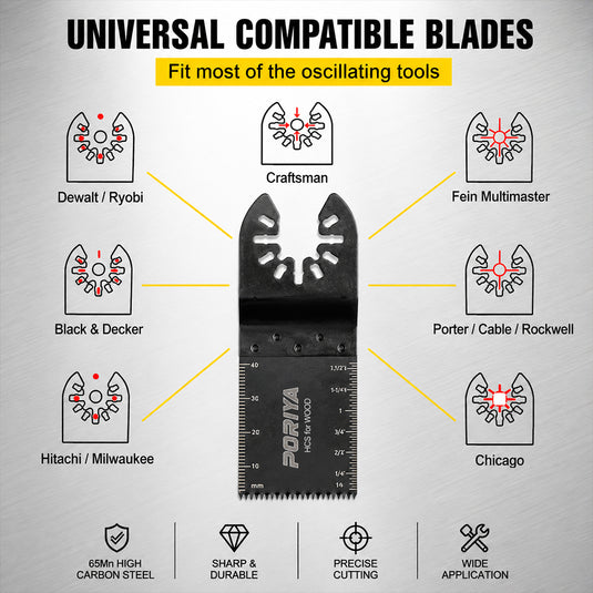 PORIYA 100/200PCS Oscillating Multi Tool Saw Blades Multi Tool Blades for Wood Plastic