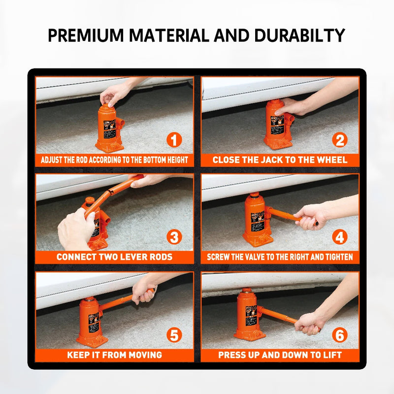 Load image into Gallery viewer, PORIYA 10/12/20 Ton Bottle Jack Hydraulic Lifter Heavy Duty Car Safety Valve 4WD
