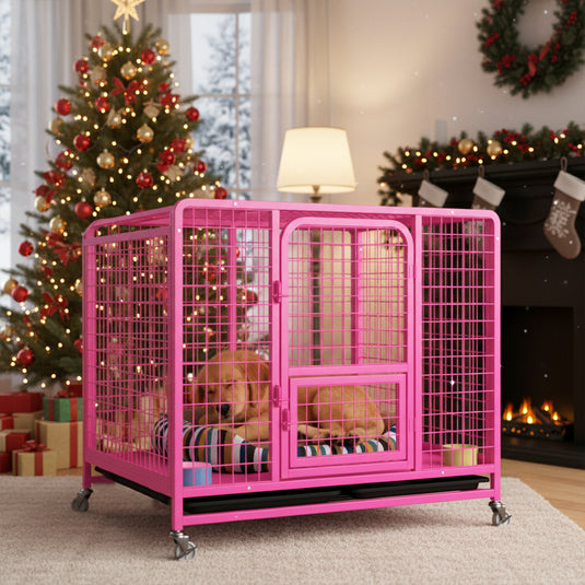 PORIYA Dog Cage Crate Large Kennel Pet Cage Cat Puppy Metal Cage 36" Playpen 4 Rounds