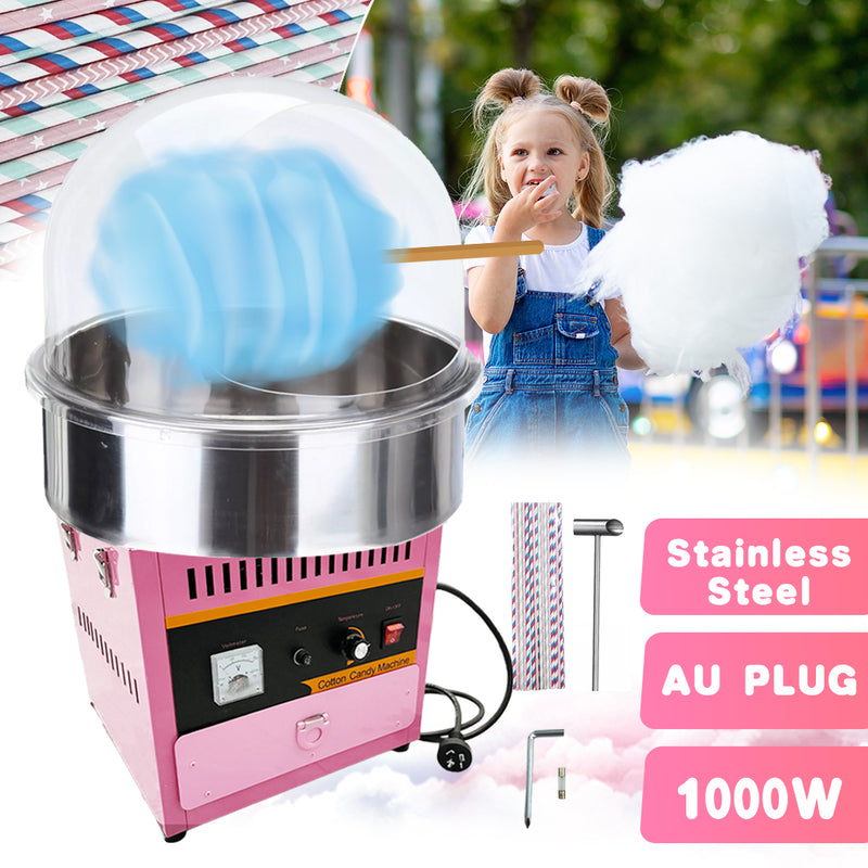 Load image into Gallery viewer, PORIYA Commercial Cotton Candy Machine Sugar Floss Maker 1000W Pink WITH/ Cover

