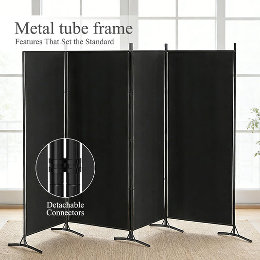 PORIYA 3/4 Panel Room Divider Privacy Screen Folding Steel Frame Fabric Partition Stand