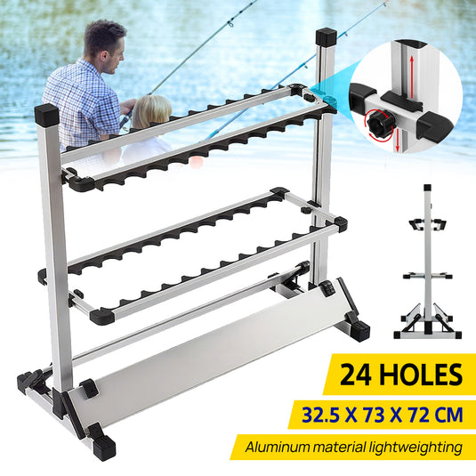 PORIYA 24 Fishing Rod Holder Storage Rack Fishing Pole Stand Garage Organizer Holds