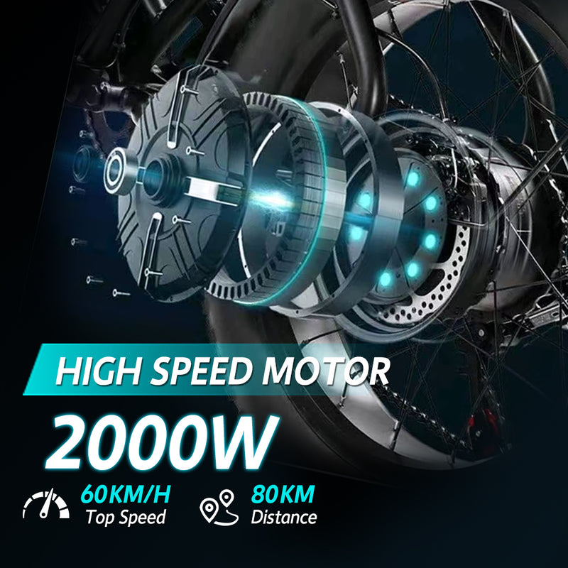 Load image into Gallery viewer, PORIYA 2000W 80KM 60KM/H Electric Bike Mountain Bicycle E-Bike 20“ off Road Traveling
