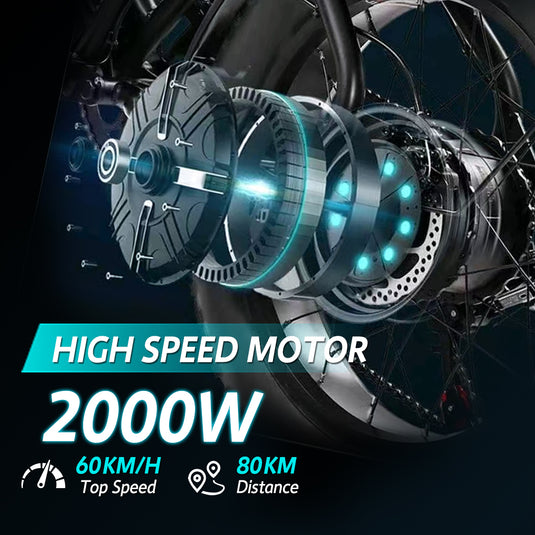 PORIYA 2000W 80KM 60KM/H Electric Bike Mountain Bicycle E-Bike 20“ off Road Traveling