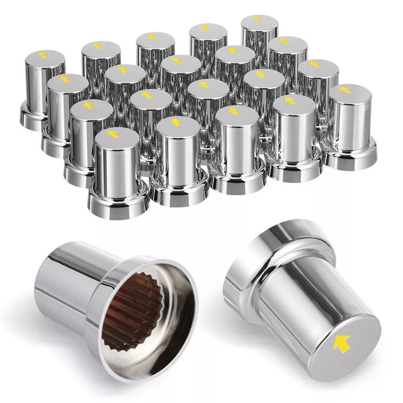 Load image into Gallery viewer, PORIYA Chrome 20PCS X 33mm Safety Arrow Chrome ABS Wheel Nut Covers Caps For Trucks Bus
