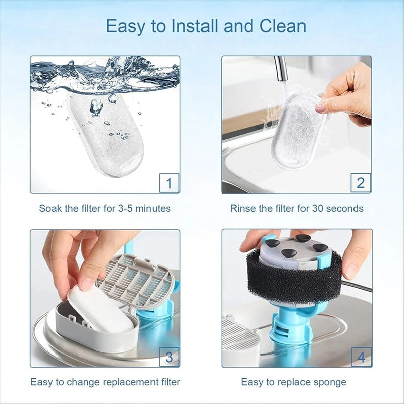 Load image into Gallery viewer, PORIYA 304 Stainless Steel Water Fountain Pet Dog Cat Drinking Dispenser Filter Feeder
