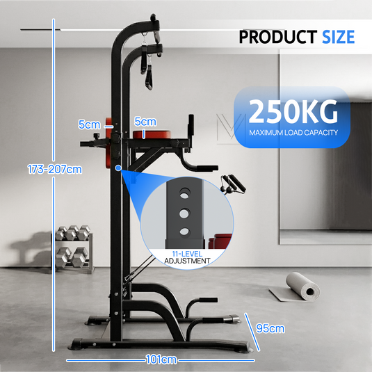 PORIYA Foldable Power Tower Chin Up Station Push Pull Up Bar Knee Raise Weight Dip Gym
