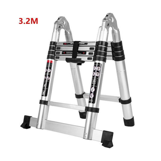 PORIYA 3.2/3.8/4.4/5M Telescopic Aluminium Ladder Extension Extendable Step Folding