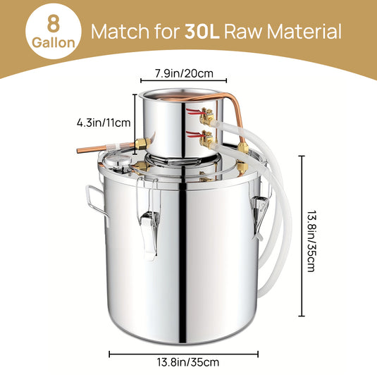 PORIYA Alcohol Distiler 12/19/30/50L Water Wine Brew Copper Coil Moonshinestill w/ Pump