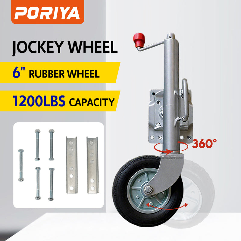 Load image into Gallery viewer, PORIYA 6'' 8'' 10" Jockey Wheel Swing Up Solid Wheel 1000kg Caravan Boat Trailer
