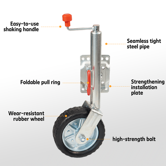PORIYA 6'' 8'' 10" Jockey Wheel Swing Up Solid Wheel 1000kg Caravan Boat Trailer