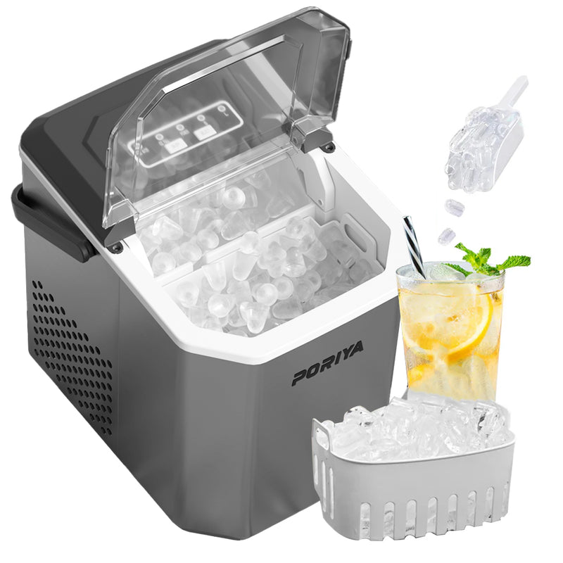 Load image into Gallery viewer, PORIYA Portable Ice Maker Machine Ice Cube Tray 12kg Bar Countertop Non-slip
