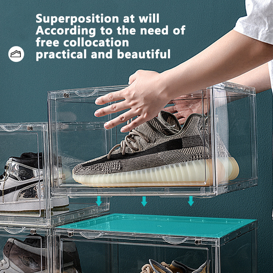 PORIYA 2-20pcs Clear Acrylic Stackable Boxes Shoes Clothes Toy Display DIY Storage Box