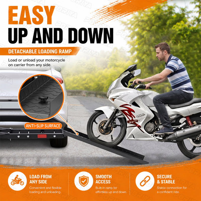 Load image into Gallery viewer, PORIYA Motorcycle Motorbike Carrier Rack 2" Towbar Arm Rack Dirt Bike Ramp Steel
