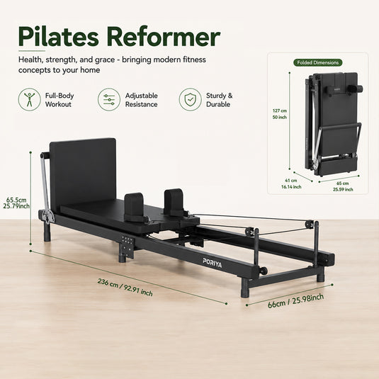 PORIYA Commercial Foldable Pilates Reformer Machine for Home Gym AU Stock