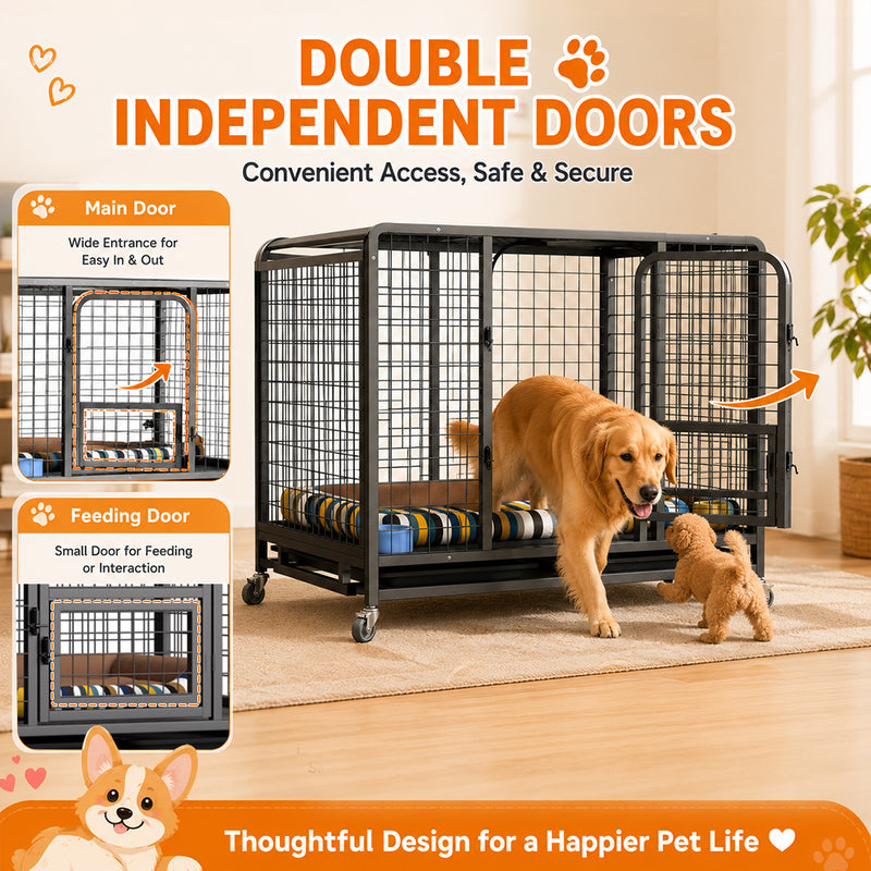 Load image into Gallery viewer, PORIYA Dog Cage Crate Large Kennel Pet Cage Cat Puppy Metal Cage 36" Playpen 4 Rounds
