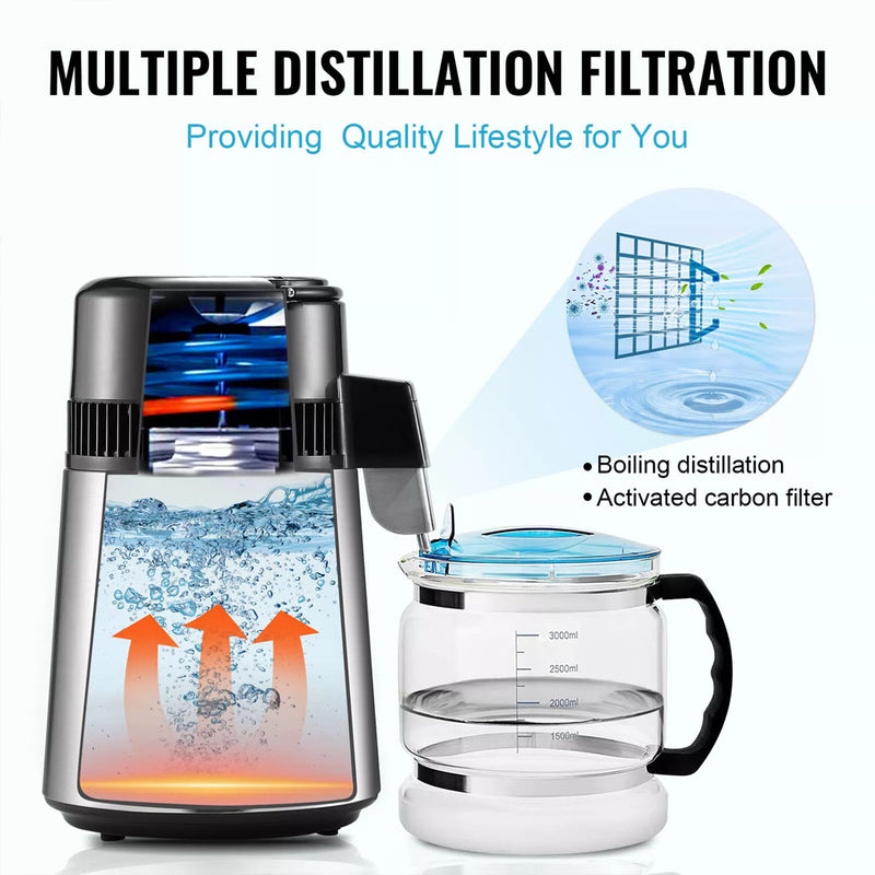 Load image into Gallery viewer, PORIYA 4L Stainless Steel Water Filter Distilled Pure Water Purifier Distiller
