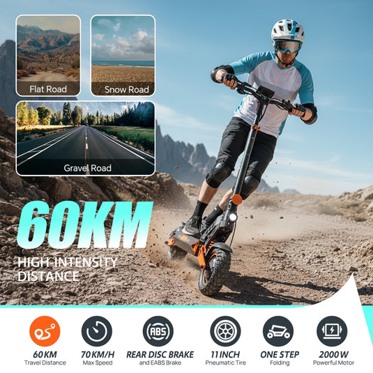 PORIYA Electric Scooter 2000W 70KM/H 60KM Foldable Portable Adult Off Road E-Bike