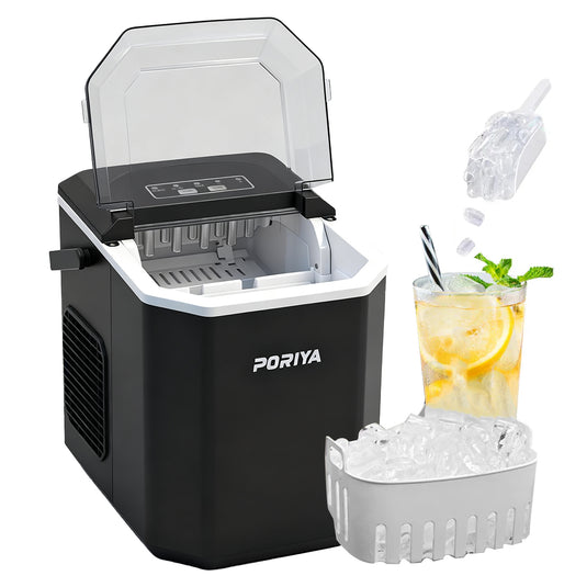 PORIYA Portable Ice Maker Machine Ice Cube Tray 12kg Bar Countertop Non-slip