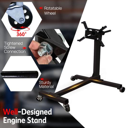 PORIYA  450kg Engine Stand Cars Auto Motor Crane Industrial Workshop Move Hoist