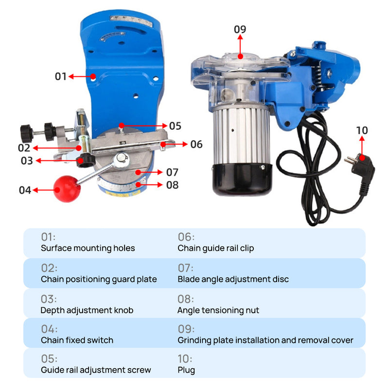 Load image into Gallery viewer, PORIYA Chainsaw Sharpener Chain Saw Electric Grinder Bench Tool w/Raker Gauge
