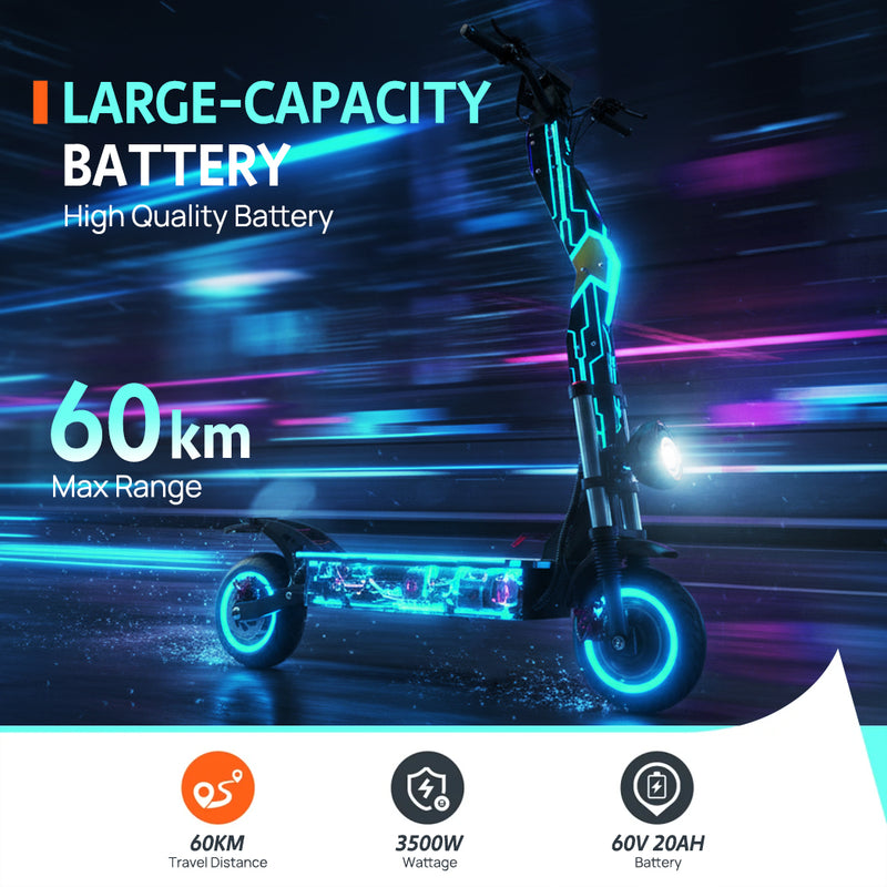 Load image into Gallery viewer, Electric Scooter NFC Start 3500W 80KM/H OFF Road Adult Foldable RGB E-Bike

