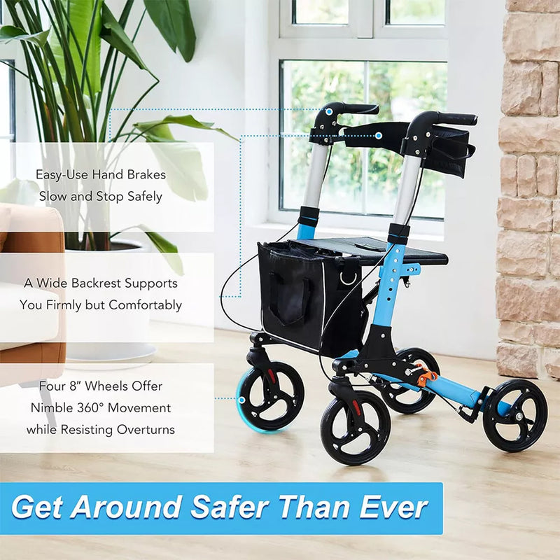 Load image into Gallery viewer, Rollator Walker Aluminium Foldable Walking Frame Mobility Aid Rollator 4 Wheels
