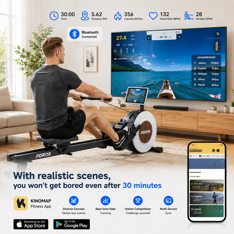 Load image into Gallery viewer, PORIYA Magnetic Rowing Machine 16 Levels of Quiet Resistance Workout Fullbody
