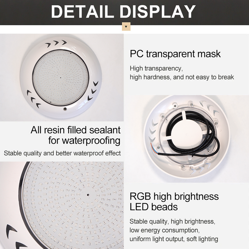 Load image into Gallery viewer, PORIYA 55W Resin Filled Underwater Swimming Pool Light LED RGB with Remote Controller
