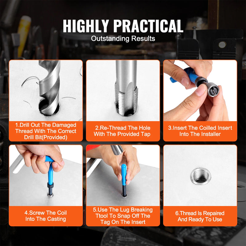 Load image into Gallery viewer, PORIYA Metric Thread Repair Insert Kit Helicoil Coil Tool M5/M6/M8/M10/M12 131/338pcs
