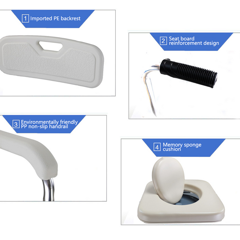 Load image into Gallery viewer, Mobile Shower Toilet Commode Wheelchair Aluminum Footrest Bathroom Beside
