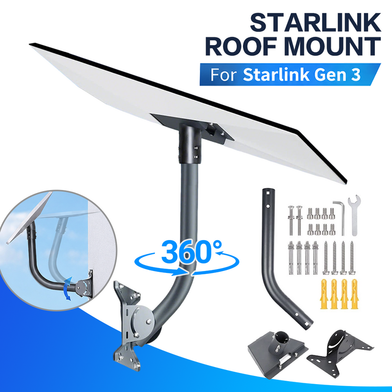 Load image into Gallery viewer, PORIYA Starlink Gen 3 Mounting Kit Outdoor 360° Adjustable Wall/Roof Iron Pole Mount
