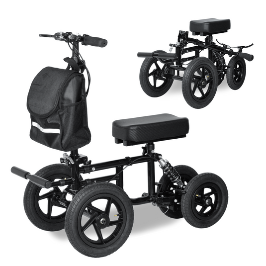 Foldable Knee Walker Scooter Mobility Alternative Crutches Wheelchair w/ Basket