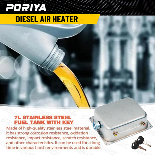 PORIYA 7L Air Diesel Heater Fuel Tank Oil With Lock Stainless Steel For Car Truck