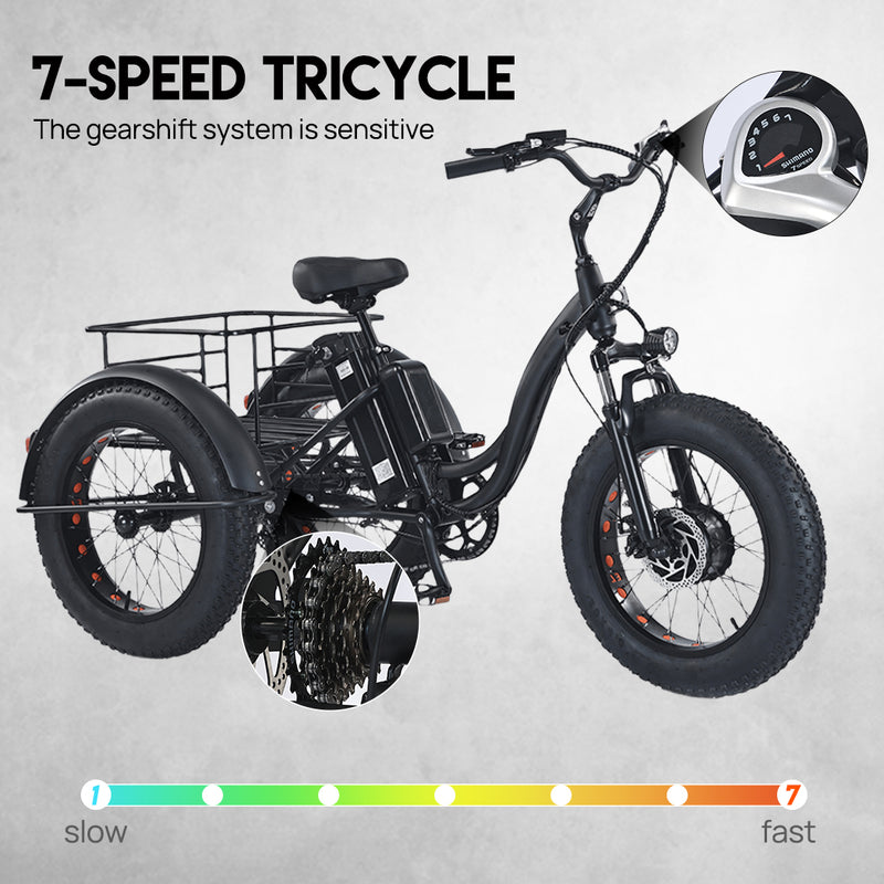 Load image into Gallery viewer, 1500W Electric Tricycle escooter Urban City Bicycle Rechargeable 20&quot; Fat Tyre
