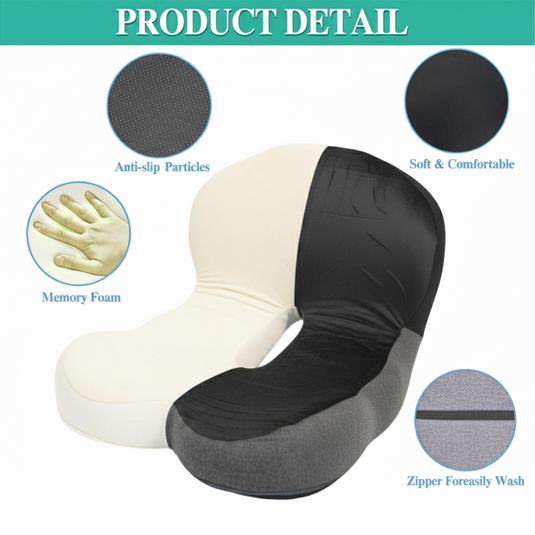 PORIYA Ergonomic Memory Foam Arch Support Office Chair Lumbar Cushion Back Support Seat