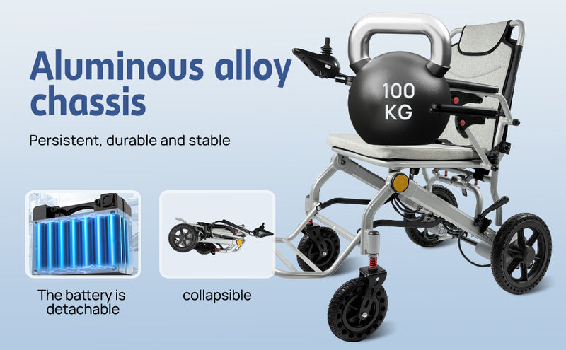 Load image into Gallery viewer, 16.5KG Electric Wheelchair Lightweight Foldable Lithium Power Aluminium Portable
