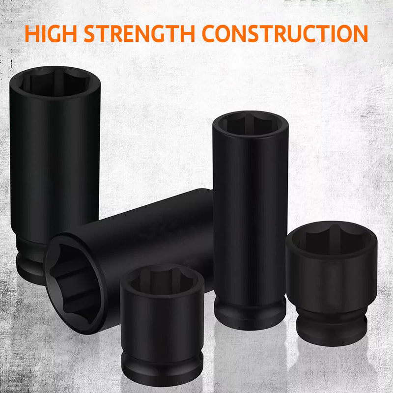 Load image into Gallery viewer, PORIYA 50Pc 3/8" Drive Impact Socket Set Ratchet Wrench Metric SAE Deep Short Sockets
