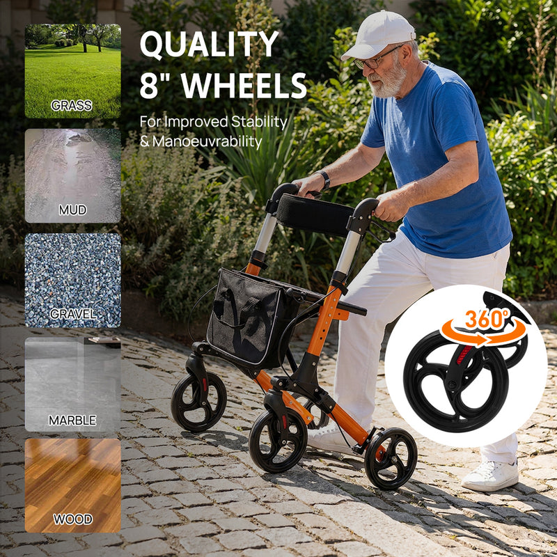 Load image into Gallery viewer, Rollator Walker Aluminium Foldable Walking Frame Mobility Aid Rollator 4 Wheels
